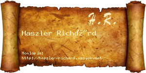 Haszler Richárd névjegykártya